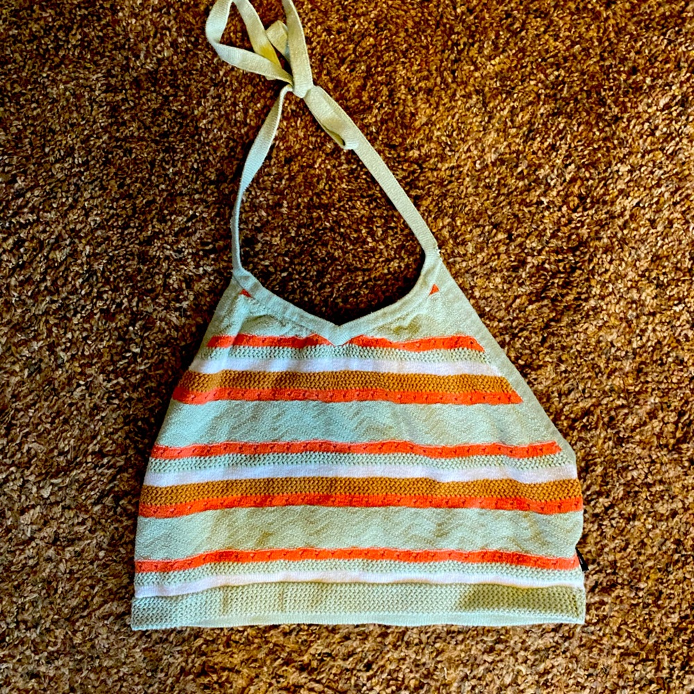 Green w/ Stripe Halter Top